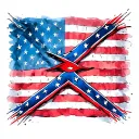 confederate flag in center with american flag behind it tattoo design idea