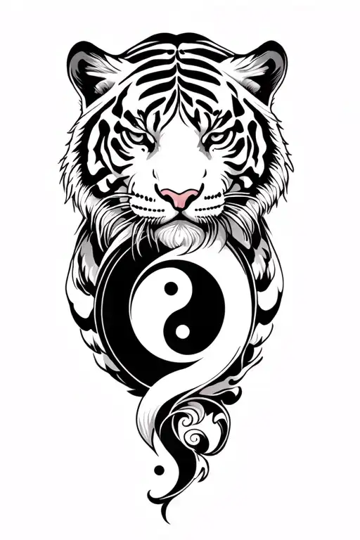 white tiger intertwined yin-yang tattoo design idea