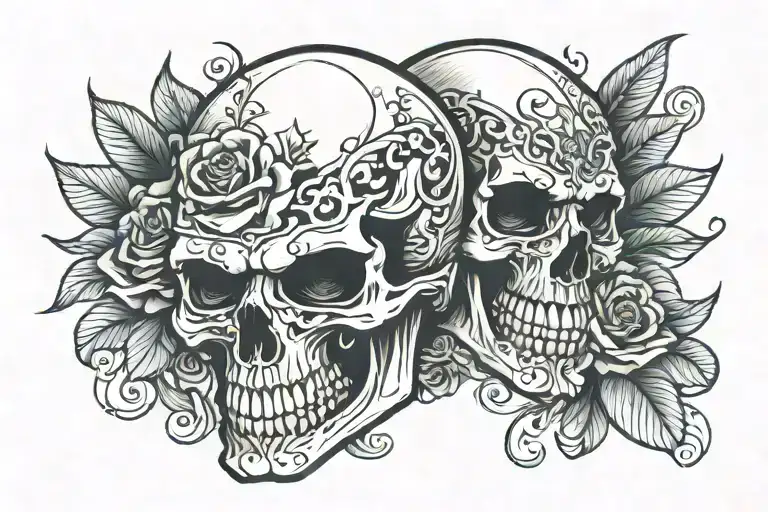 skull face tattoo design idea