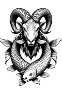 ram with 2 koi fish around it tattoo design idea