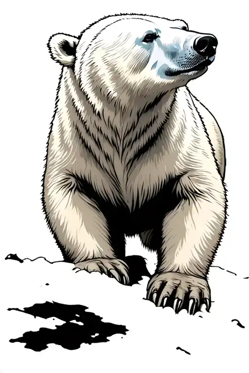 polar bear standing tattoo design idea
