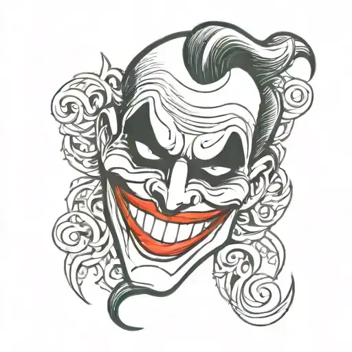 mask with joker smile tattoo design idea