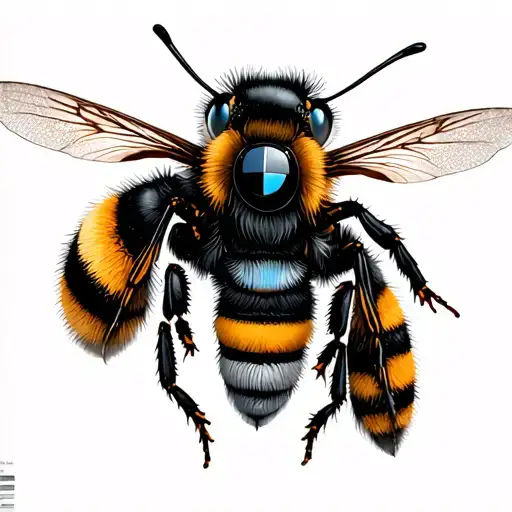 bmw car with bumble bee flying tattoo design idea