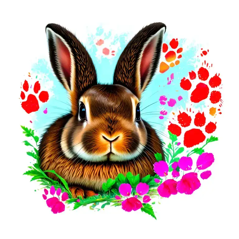 rabbit paw prints tattoo design idea