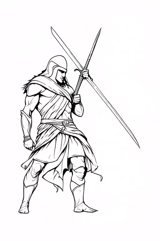 spartan warrior wielding a sword tattoo design idea