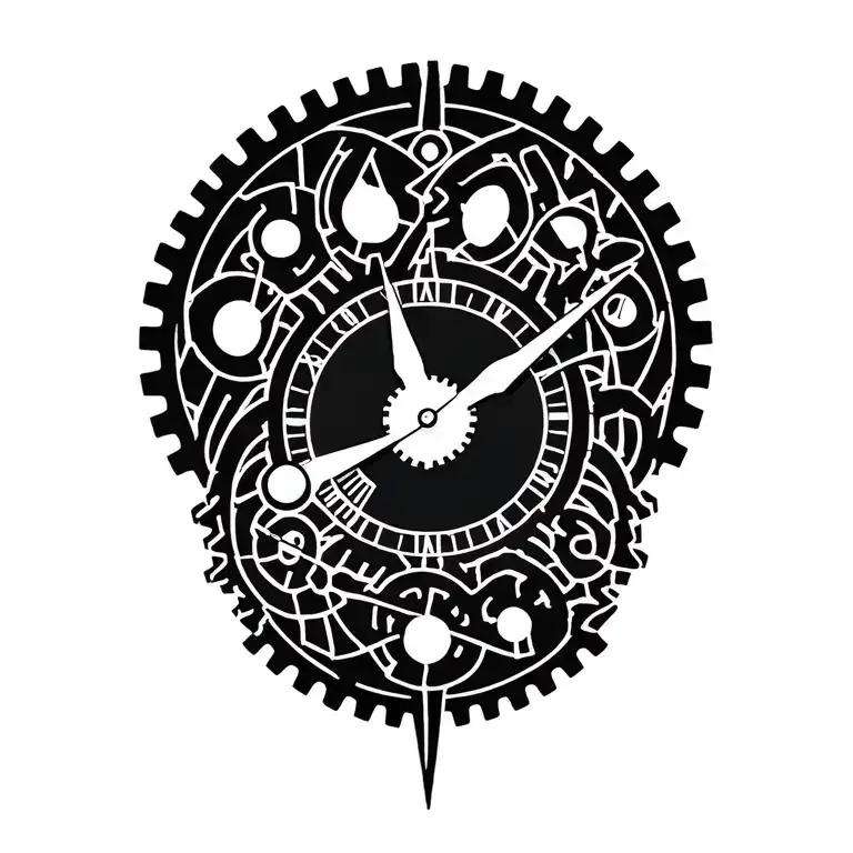 birth clock gears tattoo design idea