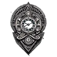 birth clock gears tattoo design idea