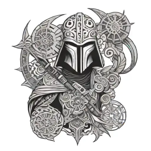 star wars, villain, turkic patterns inspired tattoo design idea