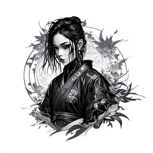 Cyberpunk Japanese tattoo design idea