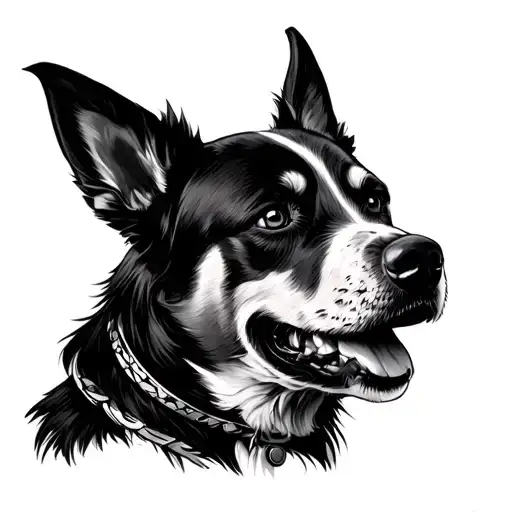 blue heeler as king bumi from avatar tattoo design idea