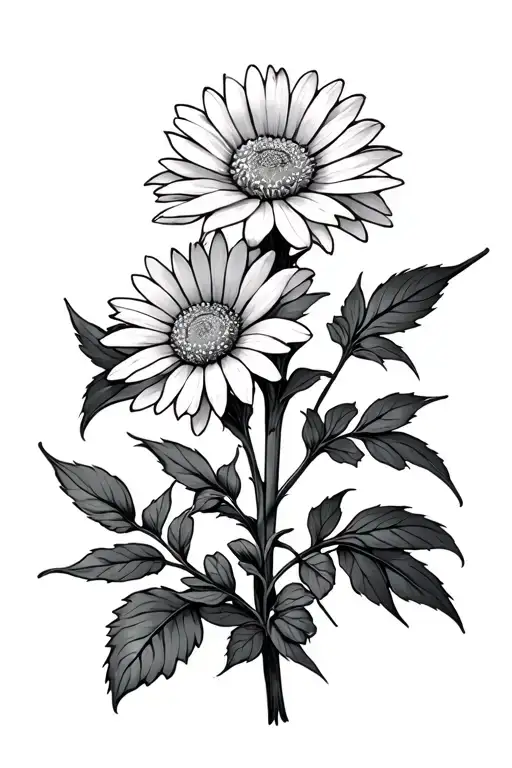 zodiac sign libra aster flowers growing tattoo design idea