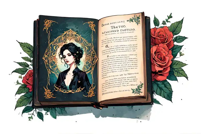 dark romance book tattoo design idea