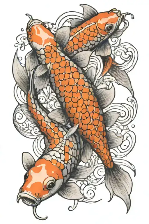 2 baby koi fish tattoo design idea