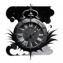 fading clock face tattoo design idea