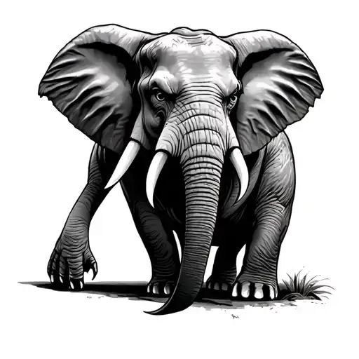 Angry Elephant tattoo design idea