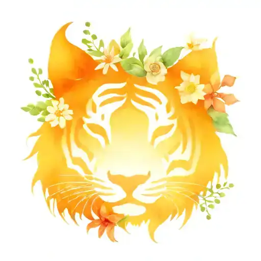tiger crown of flowers tattoo design idea