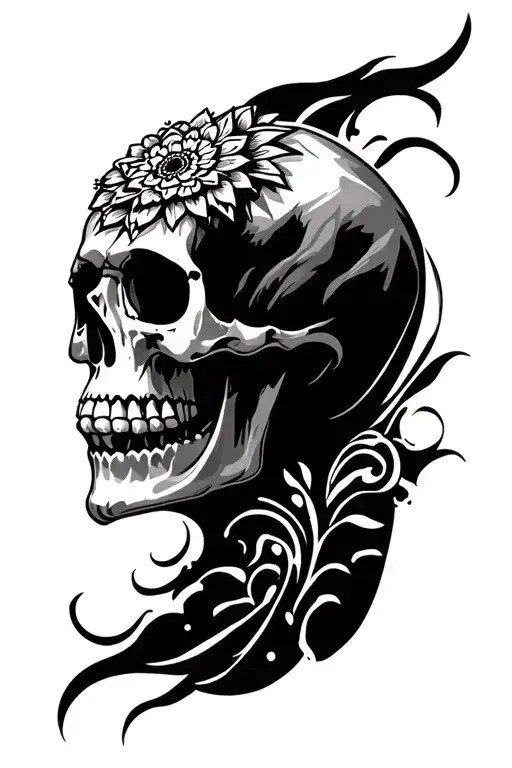 skull and mandala design tattoo design idea