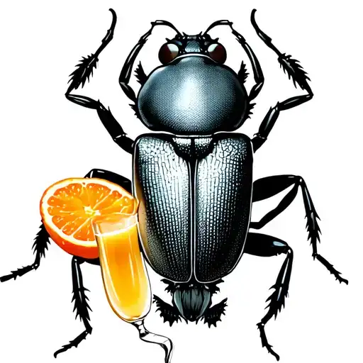 beetle drinking orange juice tattoo design idea