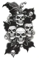 skull and clown faces merged together tattoo design idea