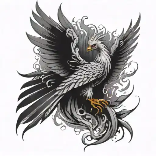 pheonix rising from ashes symbolizing rebirth tattoo design idea