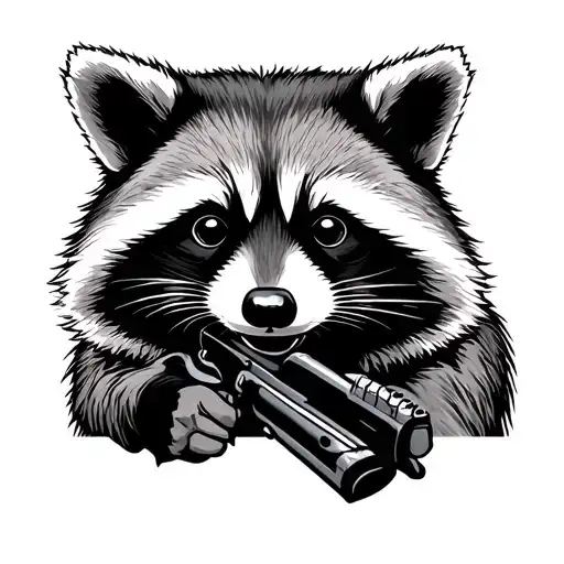 raccoon with shotgun tattoo design idea