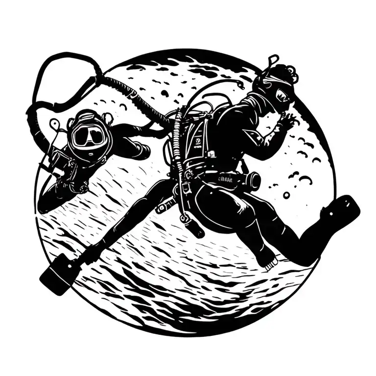 Clearance diver, buoyant mine, underwater tattoo design idea