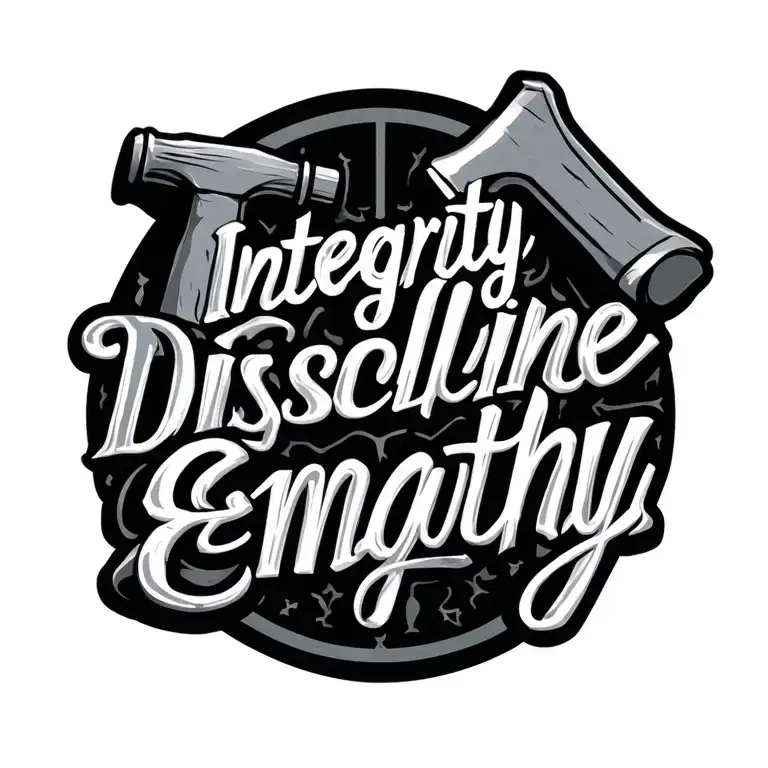 "Integrity Discipline empathy " hammer and anvil tattoo design idea