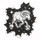 Aries constellation intertwined with football laces tattoo design idea