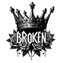 "BROKEN" broken king crown with roses tattoo design idea