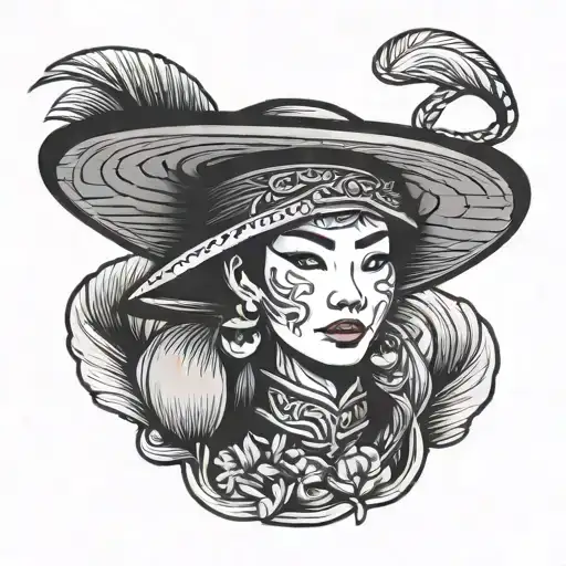 vietnam rice hat  tattoo design idea