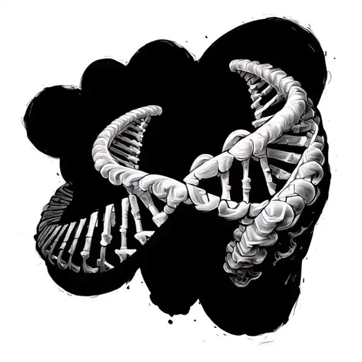 A vertical or diagonal double helix DNA strand running along your bicep	•	Integrated into the rungs of the strand are i tattoo design idea