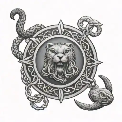 family seal with chain mail tattoo design idea