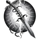 Sword Down Spinal Cord with surroundings   tattoo design idea