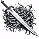 Sword Down Spinal Cord with surroundings   tattoo design idea