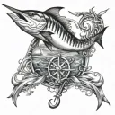 marlin ocean and anchor design tattoo design idea