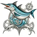 marlin ocean and anchor design tattoo design idea