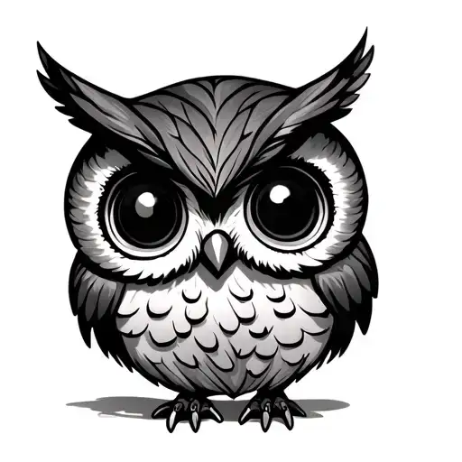 cute small owl tattoo design idea
