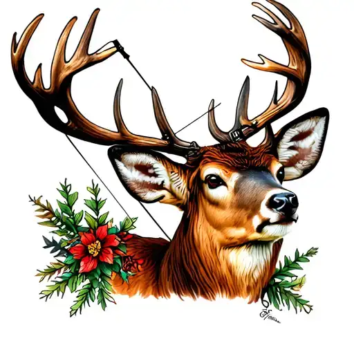 Compound Bow Hunting Deer tattoo design idea