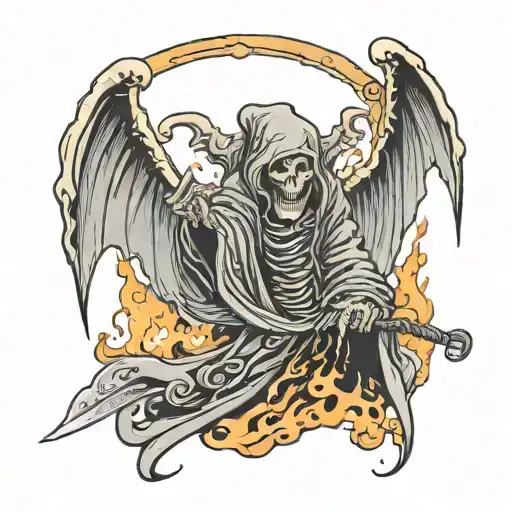 grim reaper in purgatory tattoo design idea