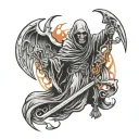 grim reaper in purgatory tattoo design idea