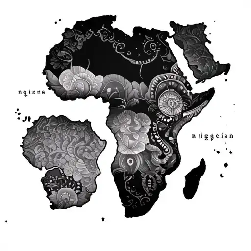 map of africa nigerian tattoo design idea