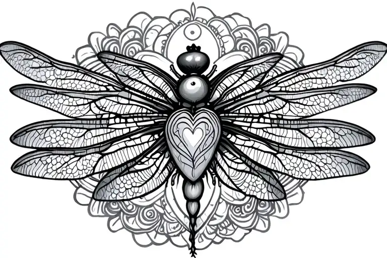 dragonfly heart chakra symbol mandala design incorporating elements tattoo design idea