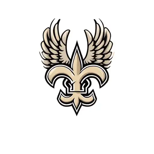 New Orleans saints logo with heart behind logo and surrounded by wings tattoo design idea