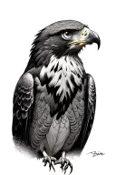 hawk eyes, son, script tattoo design idea