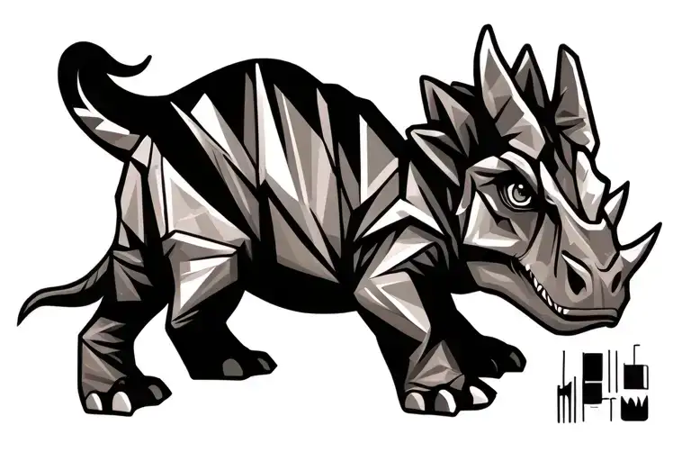 Triceratops Dinosaur cute tattoo design idea