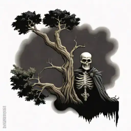 poison tree with grim reaper tattoo design idea