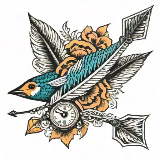 Arrow with scale weighing a feather tattoo design idea