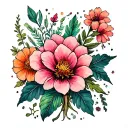 flash sheet of 10 different designs of flowers and plants tattoo design idea