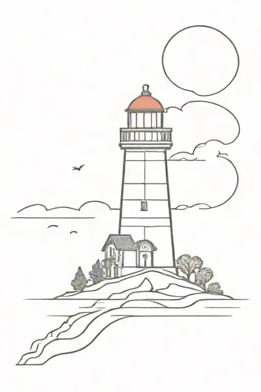lighthouse guiding tattoo design idea