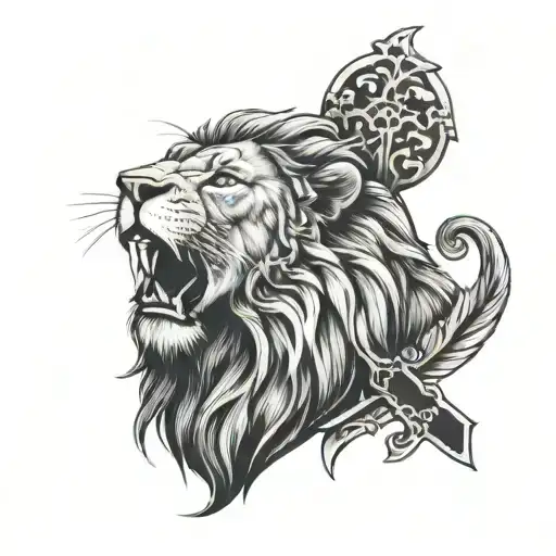lion and cross tattoo tattoo design idea